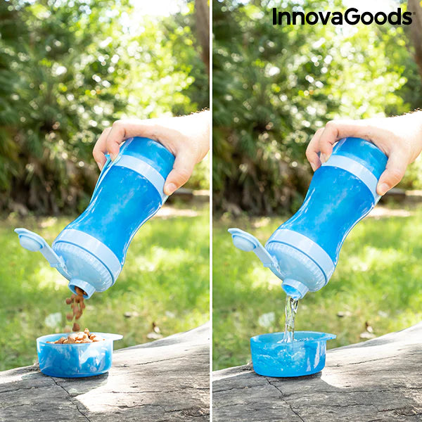 PACK Juguete Mordedor Congelable + Botella con Depósito de Agua y Comida para Mascotas 2 en 1 Innovagoods