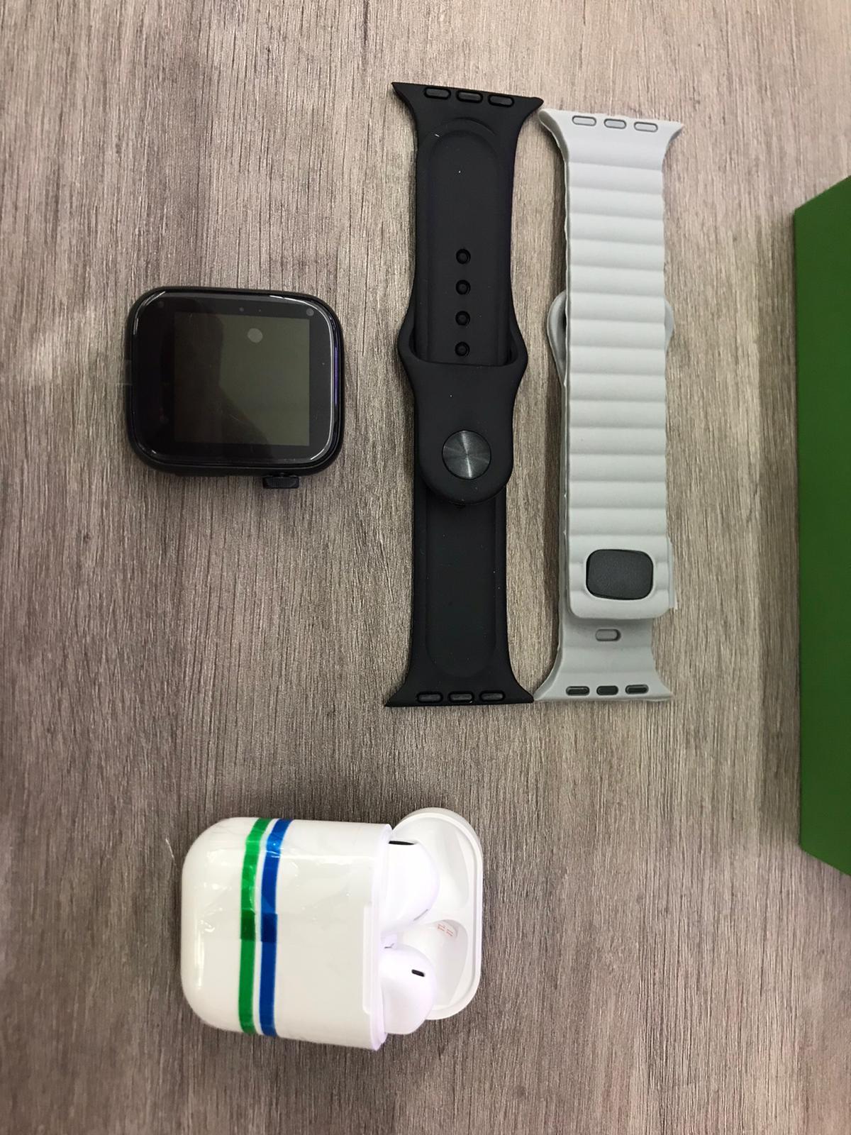 Reloj inteligente negro+ Airpods Android y Apple